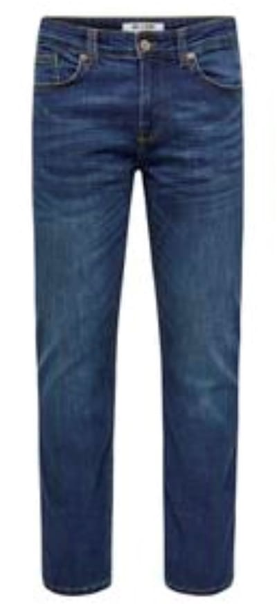Only & Sons blauwe heren jeans   Stonewash wassing   Regular fit   5-Pocket zakken   Knoopsluiting   Duurzaam   Regular waist Blauw 36/34