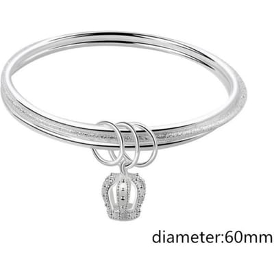 3 pièces /Lot Bracelet &Jonc Charme Couronne Gland en Argent Sterling 925 Pour Femmes Filles Élégant Fête Mariage Bijoux de Mode Sl461 58mm gray
