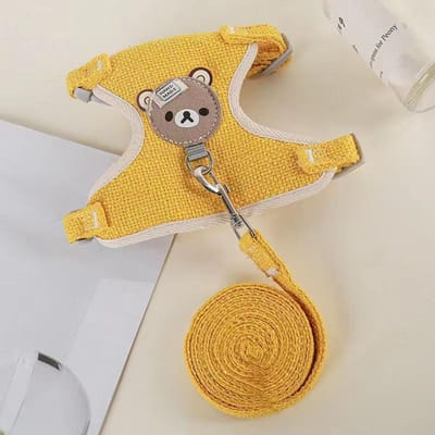 Hond en kat trektouw Winnie de Poeh borst trektouw kat en hond uitlaten kleine hond Teddy vest borsttuig S beige