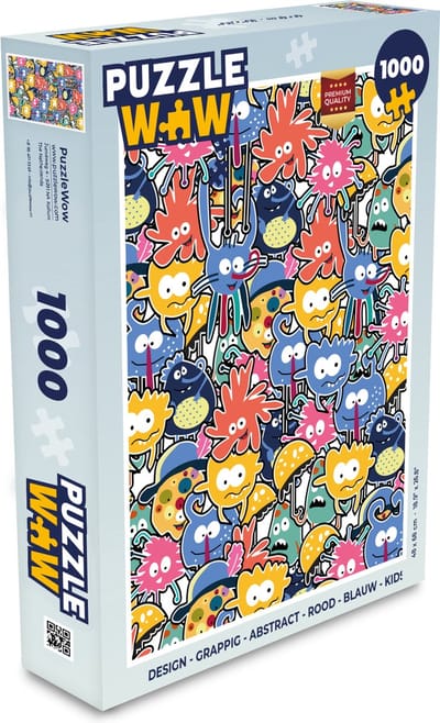 Puzzel Design - Grappig - Abstract - Rood - Blauw - Kids - Legpuzzel - Puzzel 1000 stukjes volwassenen