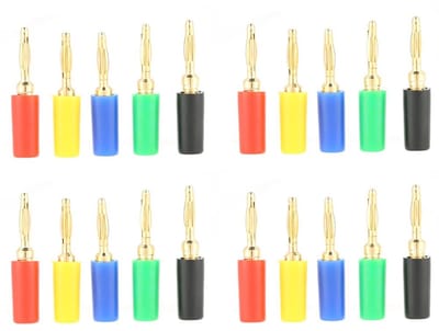 Allecto - gemengde kleur banana plugs - 2mm - 20 stuks voor speakers - audiokabels - versterkers - ideaal voor muziek - geschikt voor verschillende...