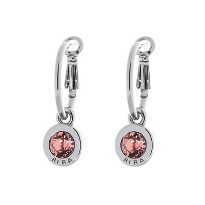 Biba Oorhangers Zilver met gekleurde steen Groot Rose Peach