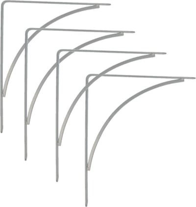 AMIG Plankdrager/planksteun van metaal - 4x - gelakt zilvergrijs - H250 x B200 mm - boekenplank steunen - tot 65 kg