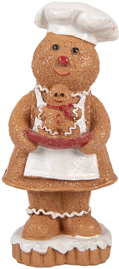 Clayre & Eef Kerstdecoratie Beeld Gingerbread man 7x6x15 cm Bruin Kunststof