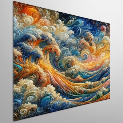 Olieverf relief schilderij | Verfijnde gelaagdheid: een diepgaande verkenning van olieverfreylijkheden in Kunstwerk | Kunst - 20x20 centimeter op Dibond | Foto op Dibond