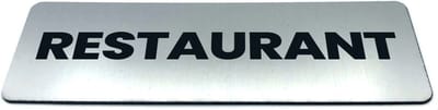 Deurbordje met Tekst restaurant - Formaat 150 mm x 50 mm x 1,6 mm - Incl. plakstrip | Geborstelde RVS-look toplaag | Gratis Verzending | Decoporta