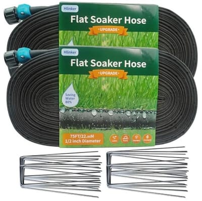 Platte Soaker-slang 45,7 m met inzet voor tuin - Koppelbare druppelslang voor automatiseerbaar irrigatiesysteem