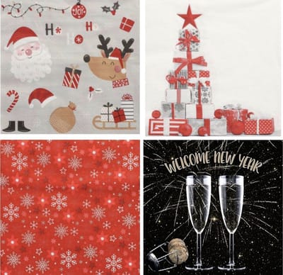 80 x Kerst Servetten 33x33cm 3 Laags / Papieren kerstservetten - Papieren wegwerpservetten 3-laags Happy New Year Nieuwjaar