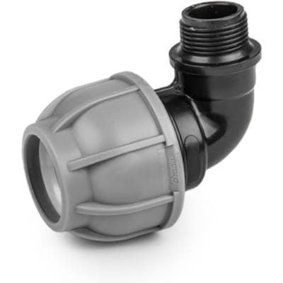 Bradas PN10 elleboog – 32 mm naar 3/4" mannelijke schroefdraad – Hoekverbinding – Voor PE-leidingen – Tyleenslang – Drukbestendig