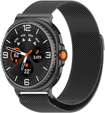 Milanees bandje - geschikt voor Samsung Galaxy Watch 8 (40mm) / Galaxy Watch 8 (44mm) / Galaxy Watch 8 Classic - RVS Milanese met magneet sluiting - donkergrijs