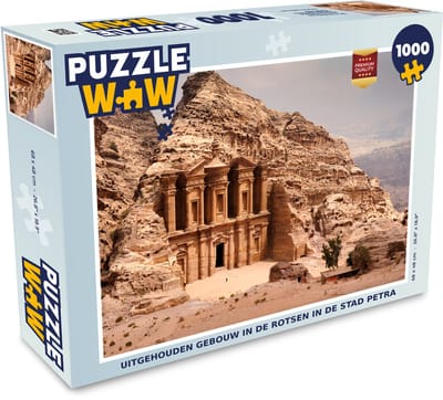 Puzzel Uitgehouden gebouw in de rotsen in de stad Petra - Legpuzzel - Puzzel 1000 stukjes volwassenen