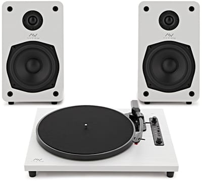 AVCOM Contemporary Platenspeler en actief luidspeakersysteem, wit