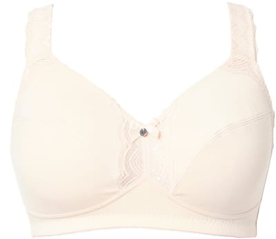 Ulla Popken - Dames - Softbeha kanten detail zonder beugels - Lichtbeige - Maat 95E