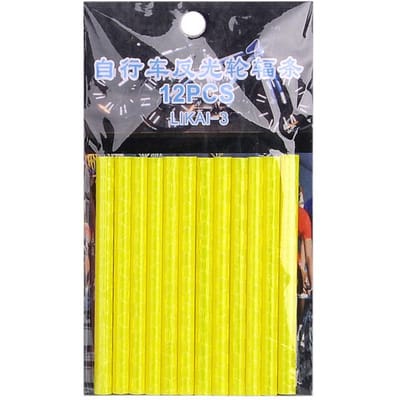 12 PIÈCES/Boîte Rayons de Roue de Vélo Autocollant Réfléchissant Bande Tube Lumière d'Avertissement DIY 75 cm VTT Vélo Réflecteur Kit Réfléchissant jaune