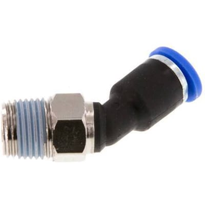 4mm x R1/8'' 45 graden L-verbinding Messing/PA 66 Insteekfitting Buitendraad NBR [2 Stuks]