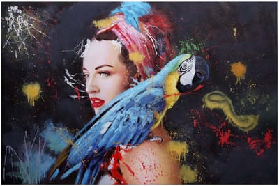 Olieverfschilderij Vrouw MCW-H25, Canvas Muurschildering, Handgeschilderd XL Muurschildering ~ 80x120cm
