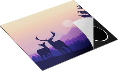 Chefcare Inductie Beschermer Twee Herten - Zonsondergang - Silhouet - 60x50 cm - Afdekplaat Inductie - Kookplaat Beschermer - Inductie Mat