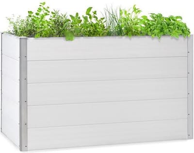 Blumfeldt Nova Grow tuinbed,150 x 91 x 100 cm (BxHxD),materiaal: WPC met UV-, roest- en vorstbescherming,houtlook,rugvriendelijke hoogte,eenvoudig te monteren,wit