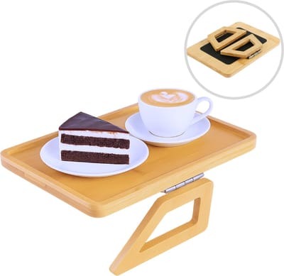 Lomera Armleuning Dienblad - Bamboe Materiaal - Antislip - Inklapbaar - Houtkleur - Sofa Dienblad - Duurzaam Bamboe - Bankleuning Dienblad - Bankleuning Legger