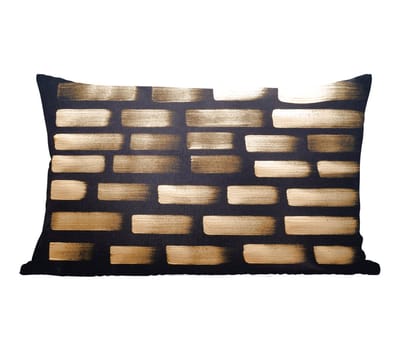 Sierkussens - Kussen - Gouden strepen op een zwarte achtergrond - 60x40 cm - Kussen van katoen