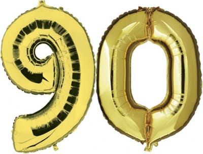 90 jaar verjaardag - Folie ballon cijfers - goud - 88 cm - versiering - feestarteikelen