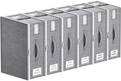 Dailygoods - Set van 6 Opvouwbare Opbergtassen voor Beddengoed