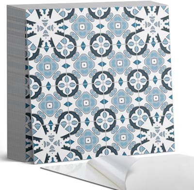 Coloray Plaktegels - Geometrisch tegelpatroon Zelfklevende Tegels - 20 cm x 20 cm - Blauw Plaktegels - 20 stuks - Vierkant PVC Tegels - Plaktegels Badkamer - Plaktegels Vloer - Vinyl Tegels - Wandtegel Zelfklevend