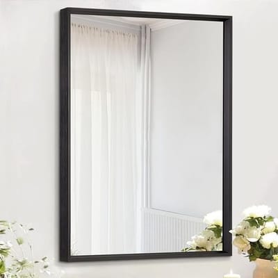 Rechthoekige wandspiegel met metalen frame - Zwarte geborstelde afwerking voor moderne interieurs