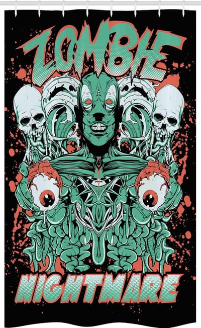 ABAKUHAUS douchegordijn – zombie-geest retro – 120x180 cm – polyester