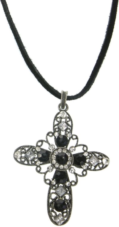 Behave - Ketting met kruis en steentjes - Gothic stijl voor avondlook