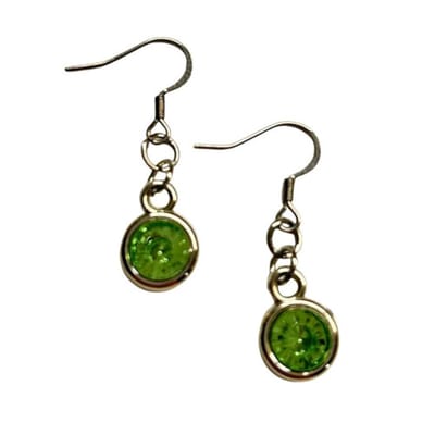 2 Love it Bling - Oorbellen - Stainless steel - Licht groen - Zilverkleurig