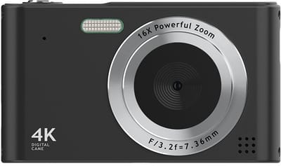 Digitale camera, 44MP Full HD 1080P point-and-shoot camera met 64GB geheugenkaart, anti-shake 16x zoom compacte volgcamera's, draagbare kleine camera cadeau voor kinderen, leeftijden tienermeisjesjongens - zwart