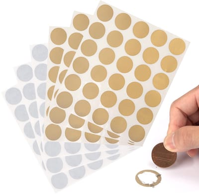 aladdien - Krasloze Stickers - Krasstickers voor Kraskaarten - Goud en Zilver - Ronde Krasetiketten - Voor Kinderen - 180 Stuks