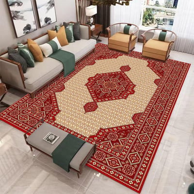 Tapis Rouge Oriental Persan Style Vintage pour Salon Tapis Rouge Surdimensionné Couloir Runner Entrée Paillasson Traditionnel 40x60cm