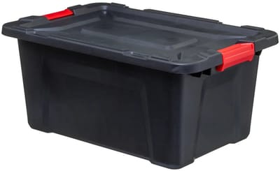 5Five opbergbox/opbergkrat - 55 Liter - zwart - kunststof - L65 x B43 x H30 cm - stapelbaar - heavy duty opbergbak