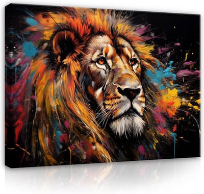 Canvas Schilderij - Leeuw - Dieren - Natuur - Wilde Dieren - Inclusief Ophangframe - 100x75cm (lxb)