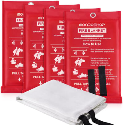 Blusdeken - Brandblusdeken - 100cmX100cm - Brandveiligheid en Keukenbrand - Branddeken met Ophangoog - Snel te Gebruiken