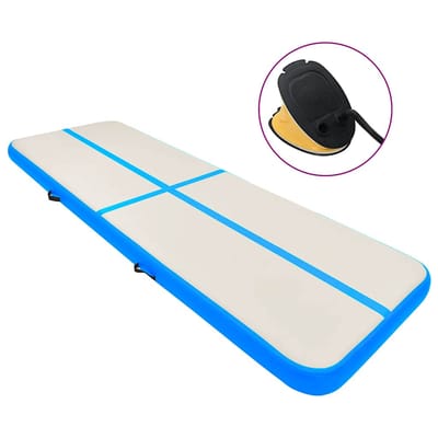 vidaXL - Gymnastiekmat - met - pomp - opblaasbaar - 600x100x15 - cm - PVC - blauw