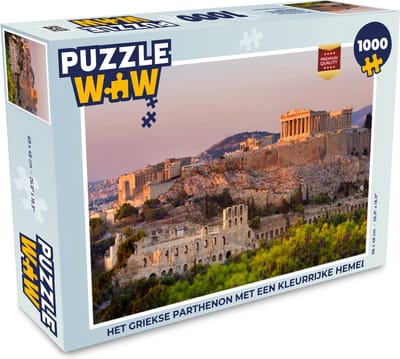 Puzzel Het Griekse Parthenon met een kleurrijke hemel - Legpuzzel - Puzzel 1000 stukjes volwassenen