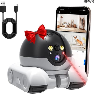 RFWR® Robotcamera met Dubbele Lens en Nachtzicht - 1080P Beveiligingscamera voor Binnen met App-bediening