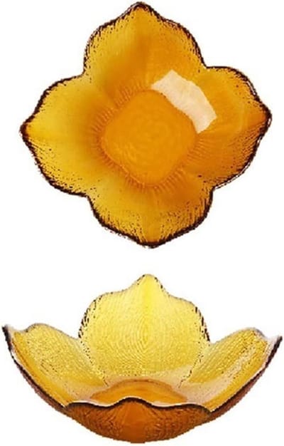 Glazen Schotel - Dessertbord Fruitschaal - Thuisgebruik Keuken - Bloemblaadje Design - Niet Gespecificeerd - Geel Wit