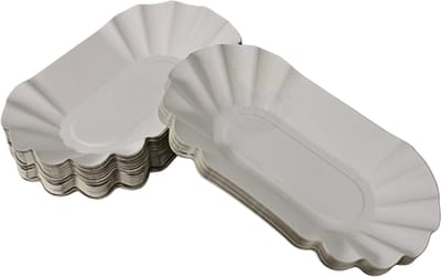 KURTT - Papieren bord/schaaltje geschulpt 250 st - 10x20x3 cm - gebaksbordjes - KU1