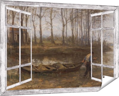 Gards Tuinposter Doorkijk De Zandschipper - Jozef Israëls - 150x100 cm - Tuindoek - Tuindecoratie - Wanddecoratie buiten - Tuinschilderij