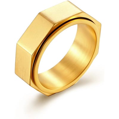 Een Niche Persoonlijkheid Achtkantige Moer Titanium Staal Roterende Ring Om Angst Te Verlichten en Stress te Verminderen 7# beige