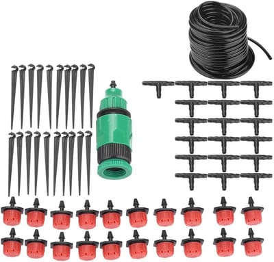 Druppelirrigatieset - Automatisch bewateren - Tuinonderhoud - Waterbesparend systeem - 15 Meter - Zwart