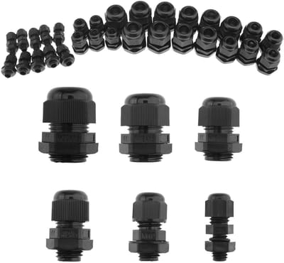 Dailygoody - Draad Lock Moer - Waterdichte Kabelafdichting - IP68 - Zwart - Nylon Kabel Welk Kit - 30 Stuks - Geschikt voor Diverse Maten