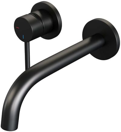 Brauer Black Edition Inbouw Wastafelmengkraan met Gebogen Uitloop en Rozetten Model A2 Mat Zwart