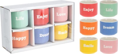 Home & Styling Espresso Mokken - Ø6x5cm - 60ml - Set van 6 stuks - Multi