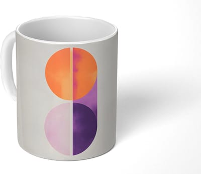 Mok - Koffiemok - Cirkels - Abstract - Paars - Mokken - 350 ML - Beker - Koffiemokken - Theemok