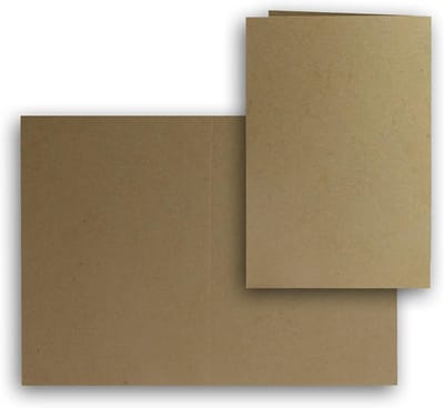 Vouwkaarten Kraftpapier - Dubbele kaarten Wenskaarten - Kaarten Maken - 240 g/m² Grammatuur - DIN B6 - Bruin